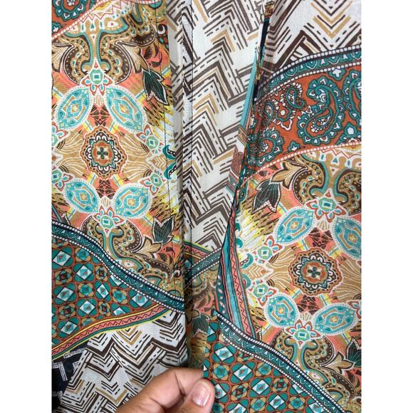 Wrangler Open Cardigan Large Brown Mixed Prints Long Duster Poncho Cape Western - Picture 6 of 10